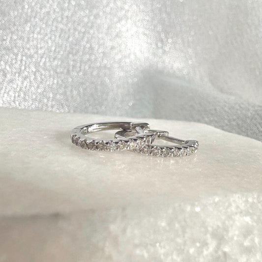 Genuine Dainty Round Cut Diamond Huggies (Mini)/ 18k Solid Gold