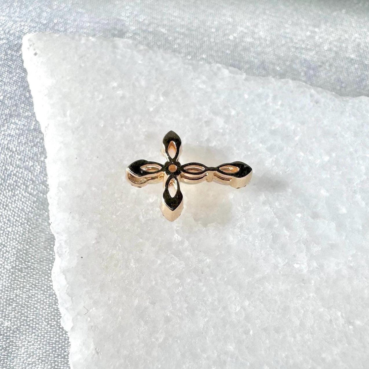 Genuine Opal and Diamond Cross Pendant | 14k Solid Gold