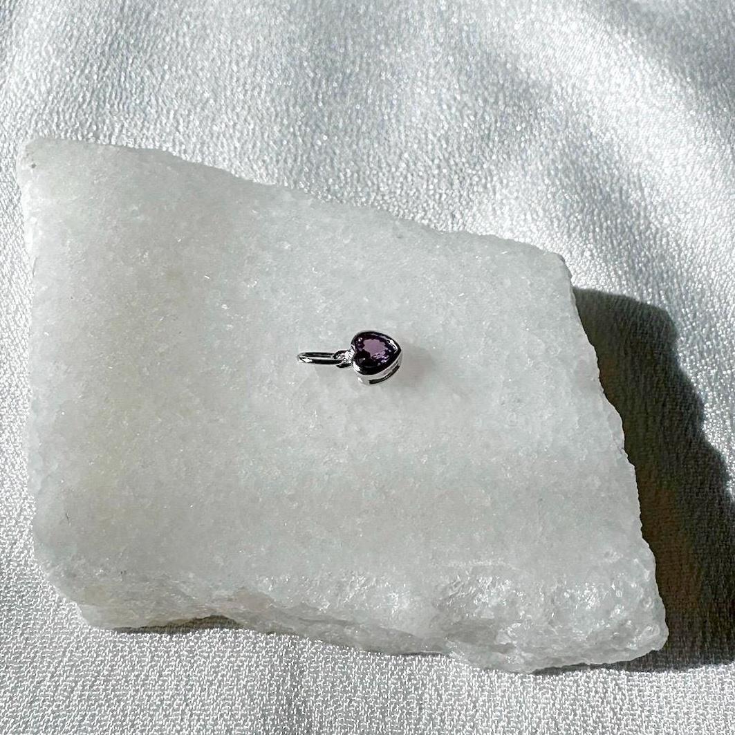 Genuine Purple Sapphire Heart Bezel Pendant (Mini) | 14k Solid Gold