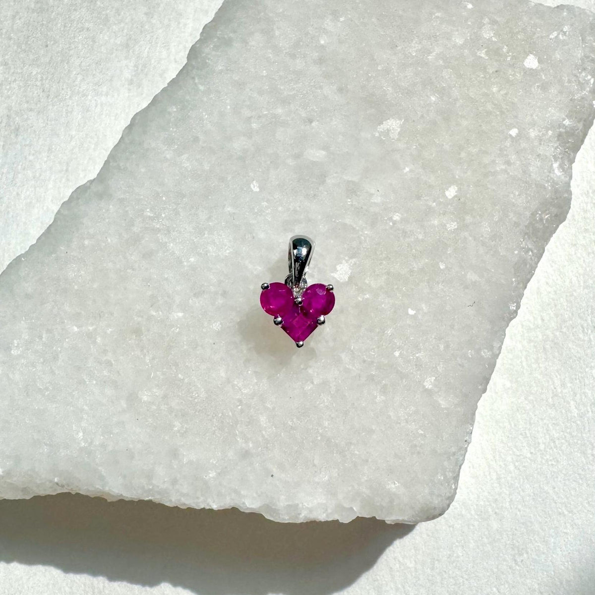 Genuine Ruby Heart Pendant / 14k Solid Gold