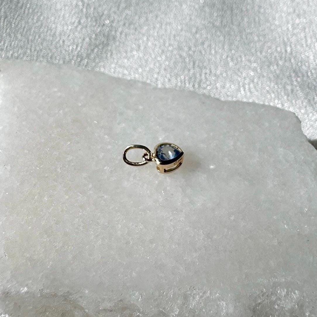 Genuine Sapphire Heart Bezel Pendant (Mini) | 14k Solid Gold