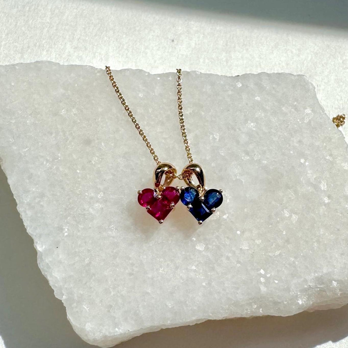 Genuine Ruby Heart Pendant / 14k Solid Gold