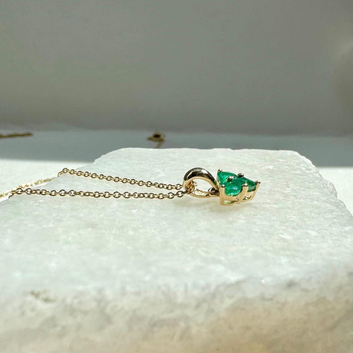 Genuine Emerald Cluster Heart Pendant, 14k Solid Gold, May Birthstone, Gift for Her