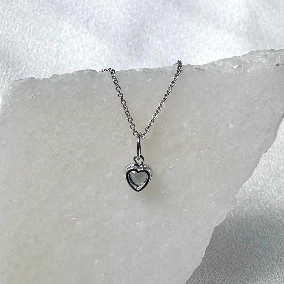 Genuine Sapphire Heart Bezel Pendant (Mini) | 14k Solid Gold