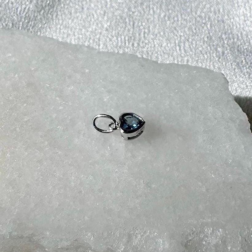 Genuine Sapphire Heart Bezel Pendant (Mini) | 14k Solid Gold