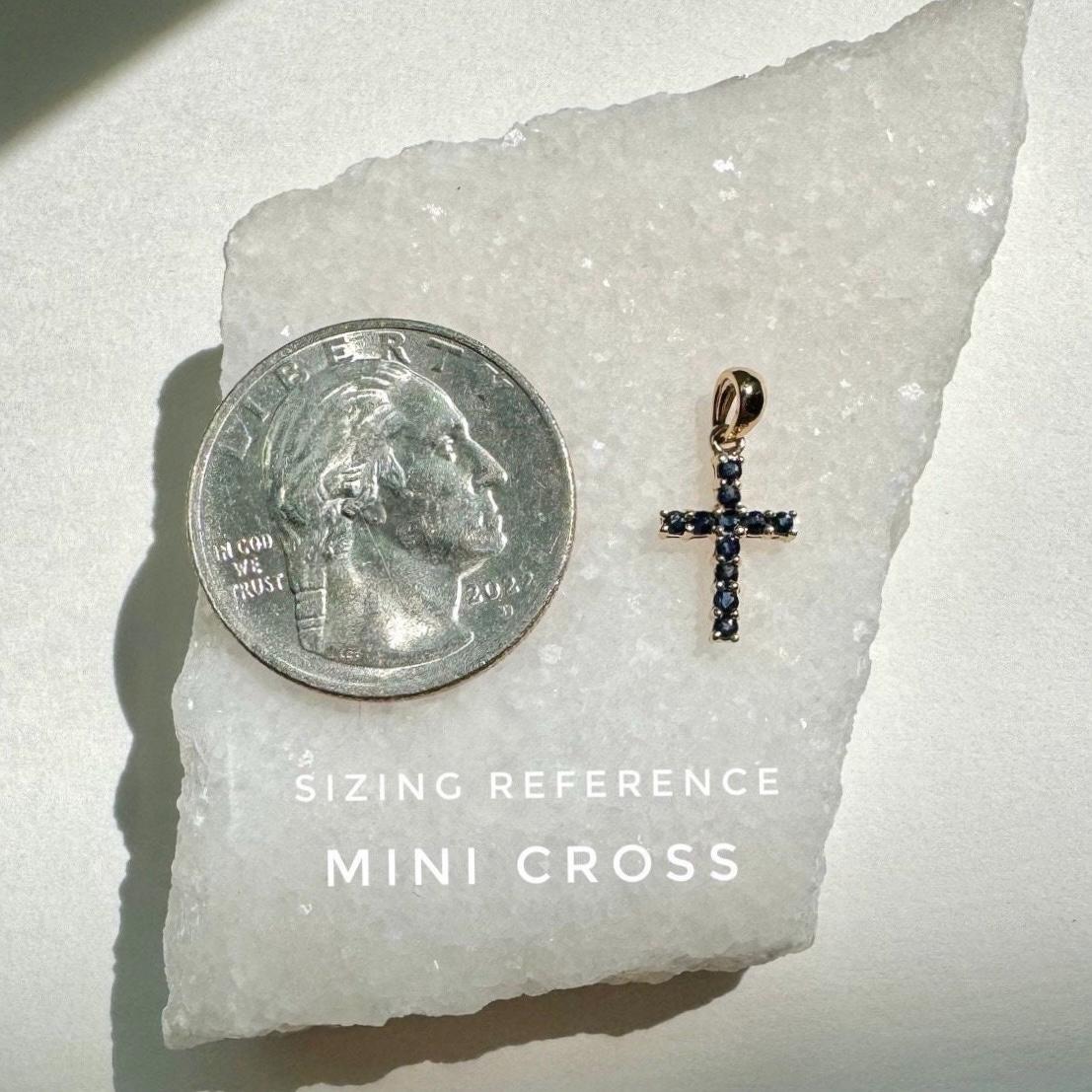 Genuine Emerald Cross Pendant (Mini) / 14k Solid Gold