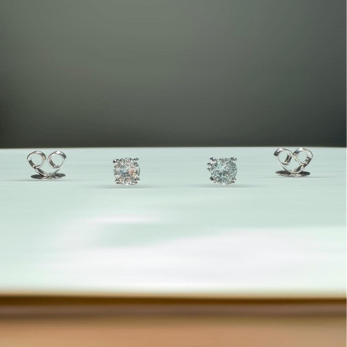 Genuine 3mm White Sapphire Round Cut Stud Earrings in 14k Solid Gold