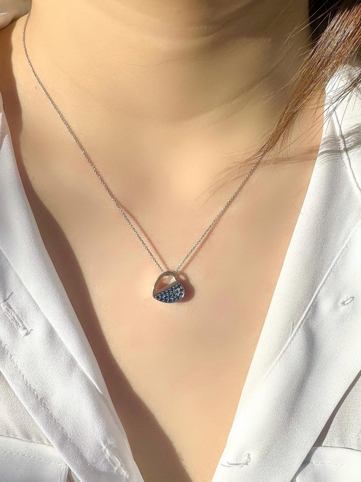 Genuine Sapphire and Diamond Heart Pendant | 18k Solid Gold