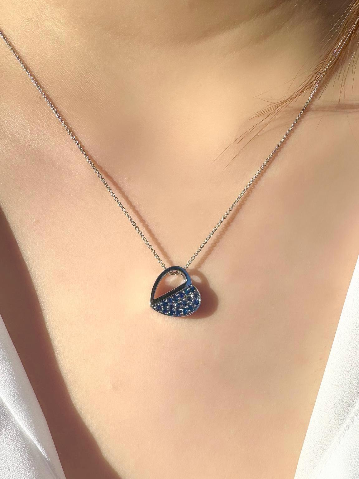 Genuine Sapphire and Diamond Heart Pendant | 18k Solid Gold