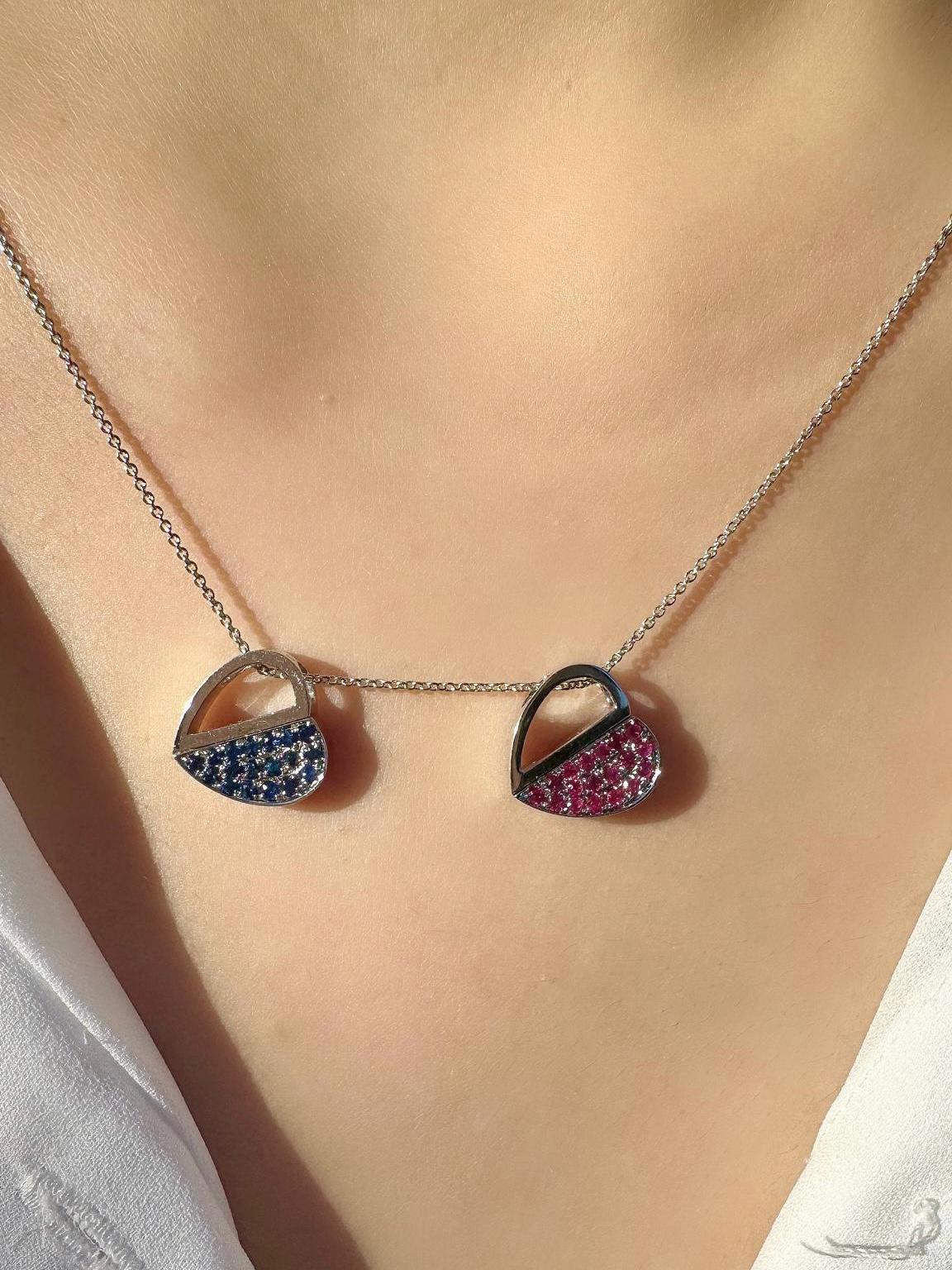 Genuine Ruby and Diamond Heart Pendant in 14k Solid Gold