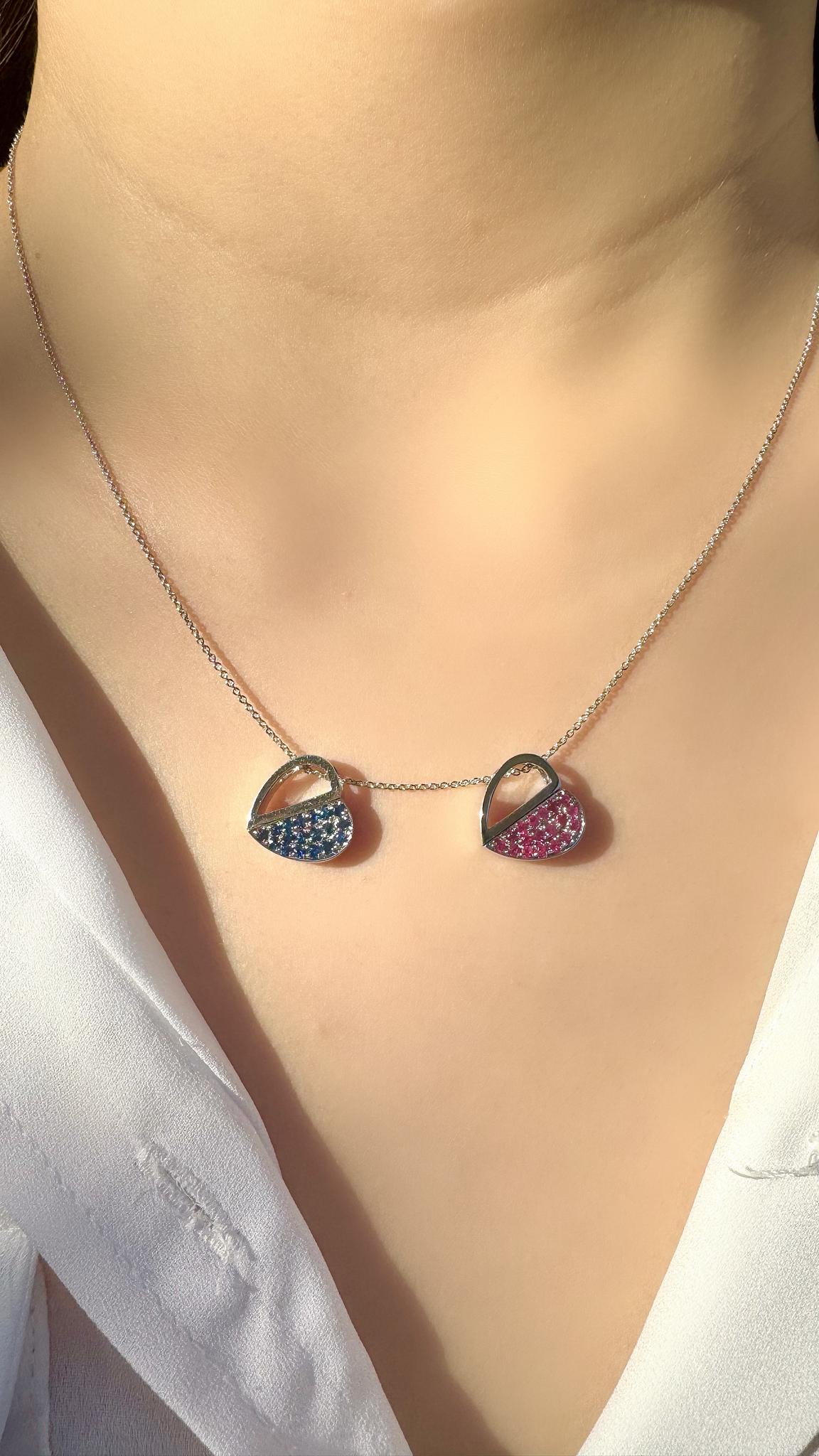 Genuine Ruby and Diamond Heart Pendant in 14k Solid Gold
