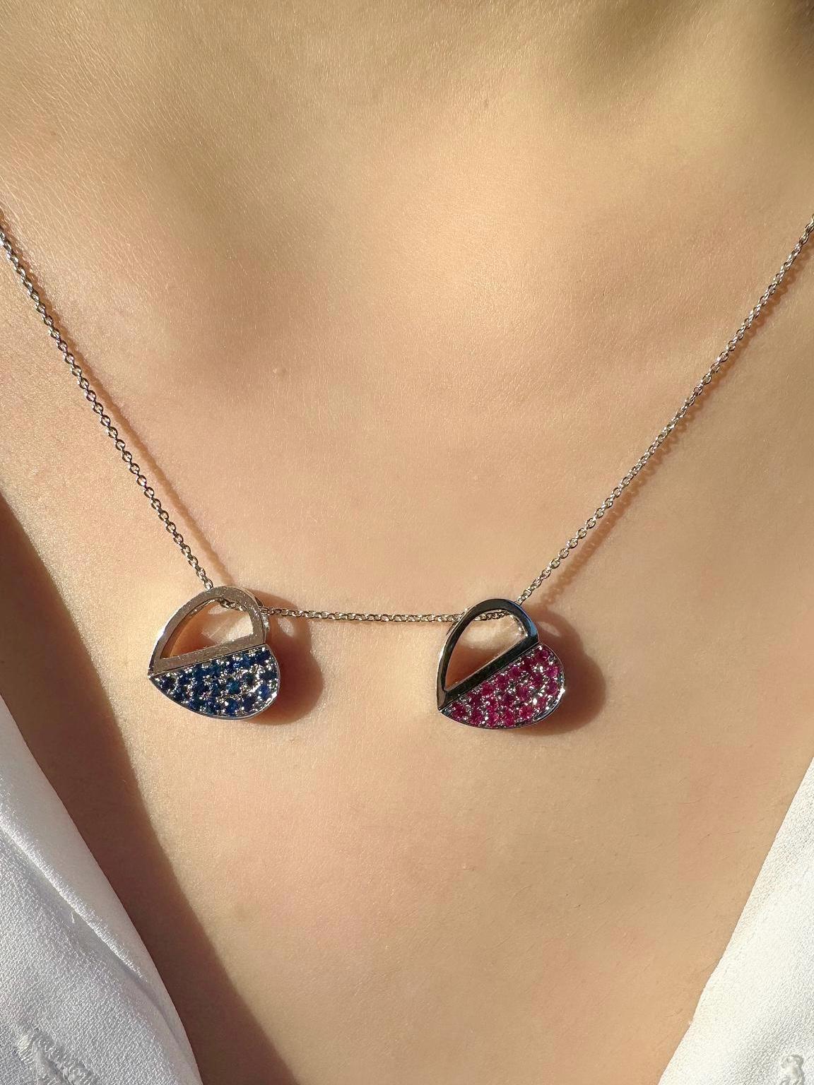 Genuine Sapphire and Diamond Heart Pendant | 18k Solid Gold
