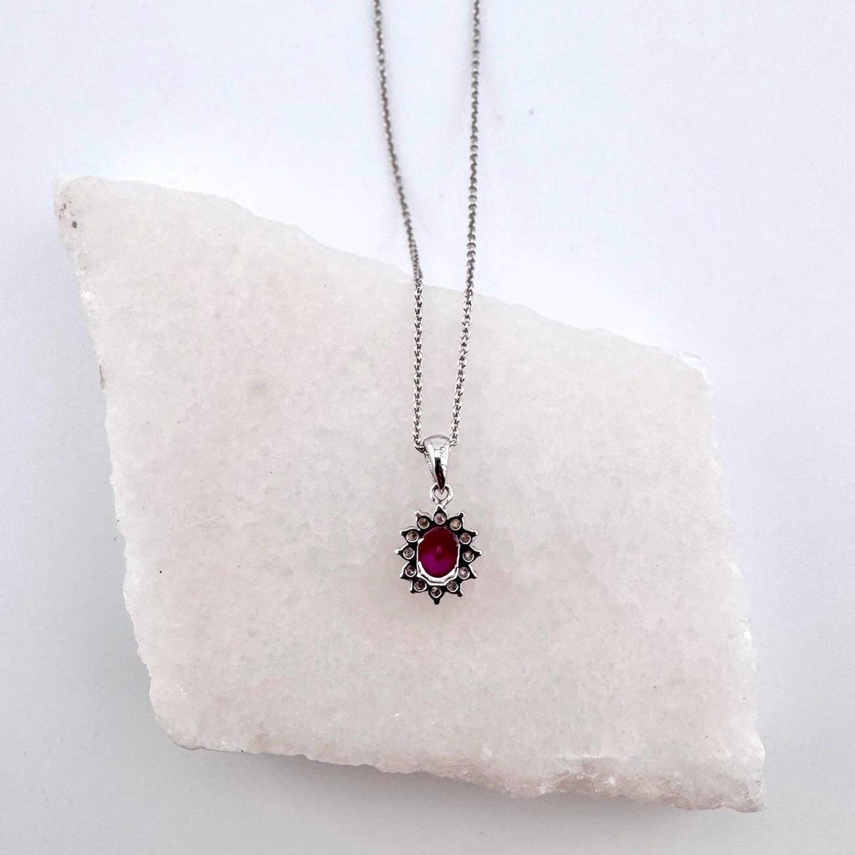Genuine Ruby and Diamond Sun Pendant in 18k Solid Gold