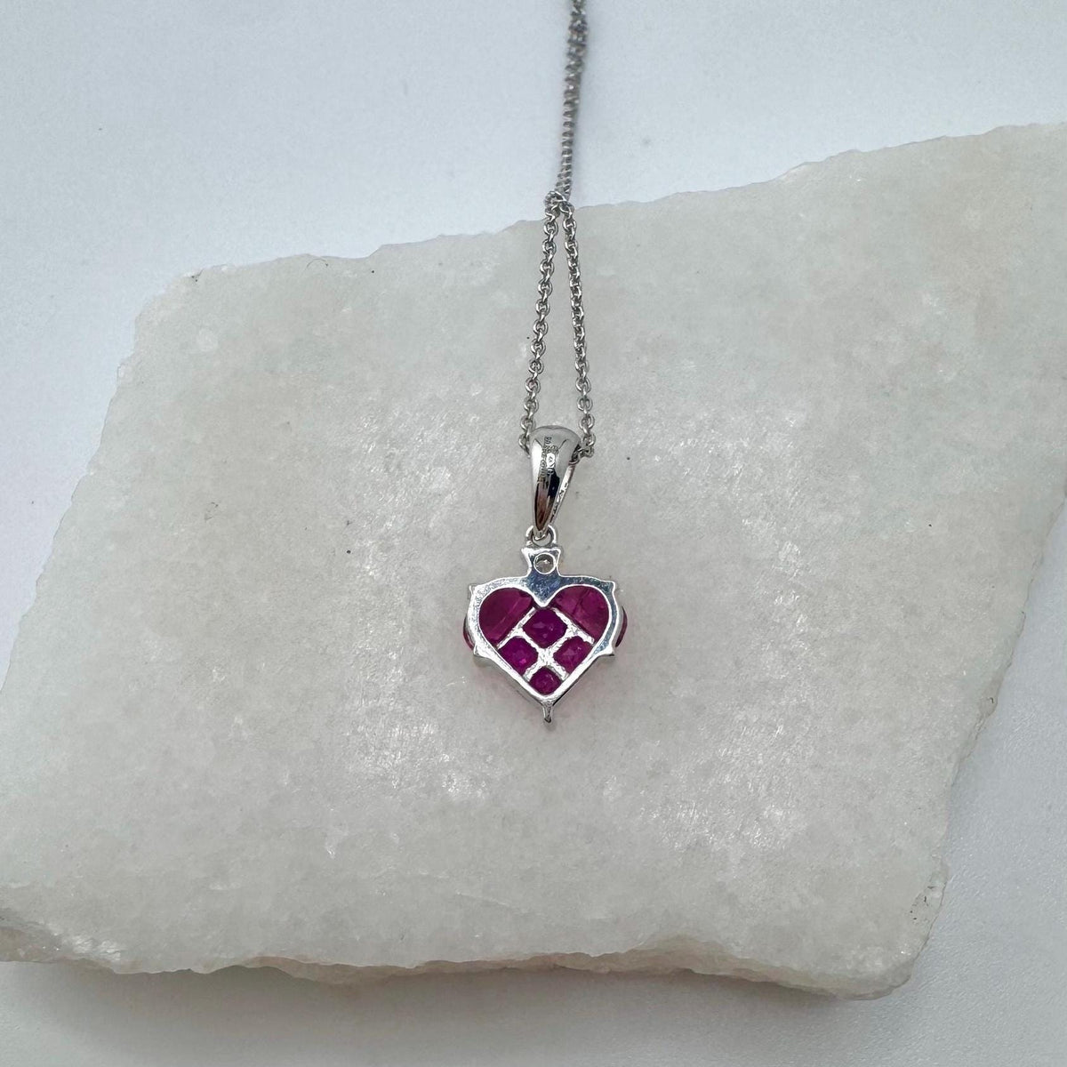 Genuine Ruby and Diamond Heart Pendant | 18k Solid Gold