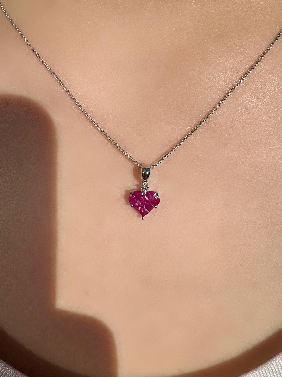 Genuine Ruby and Diamond Heart Pendant | 18k Solid Gold