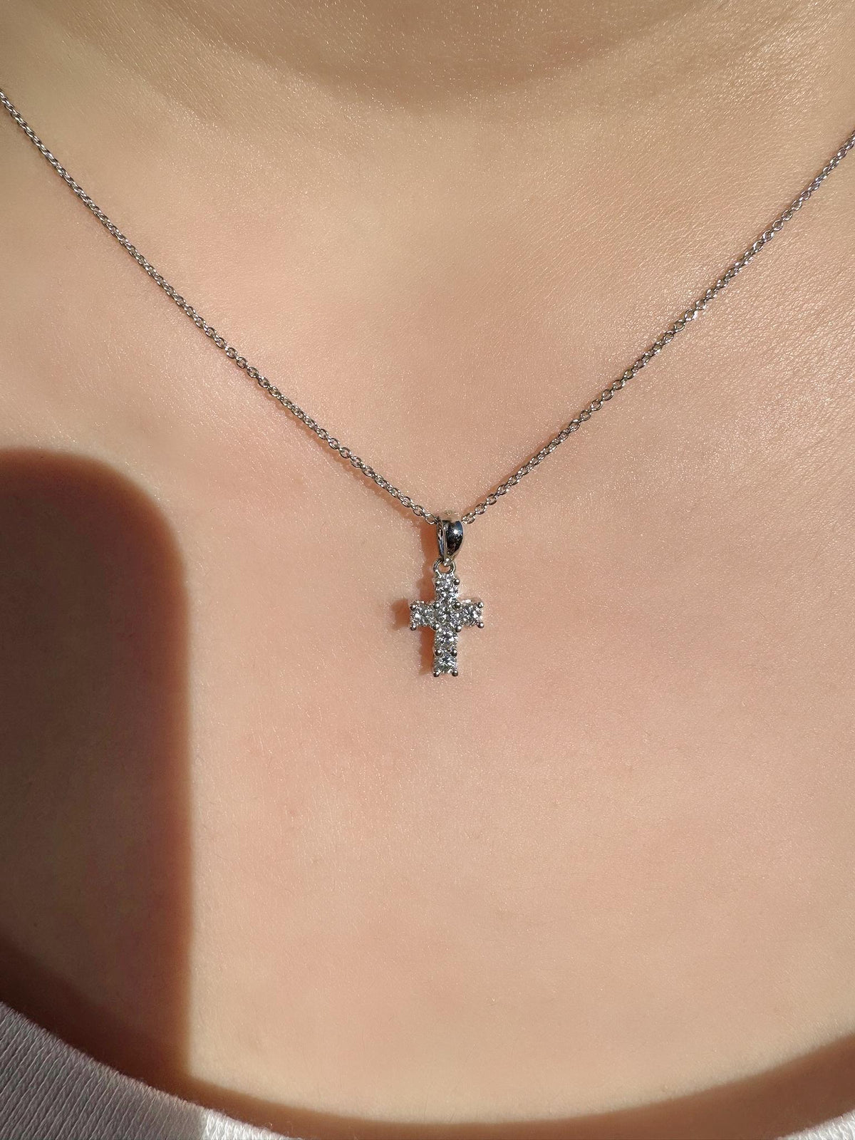 Genuine Diamond Cross Pendant (Mini) | 18k Solid Gold
