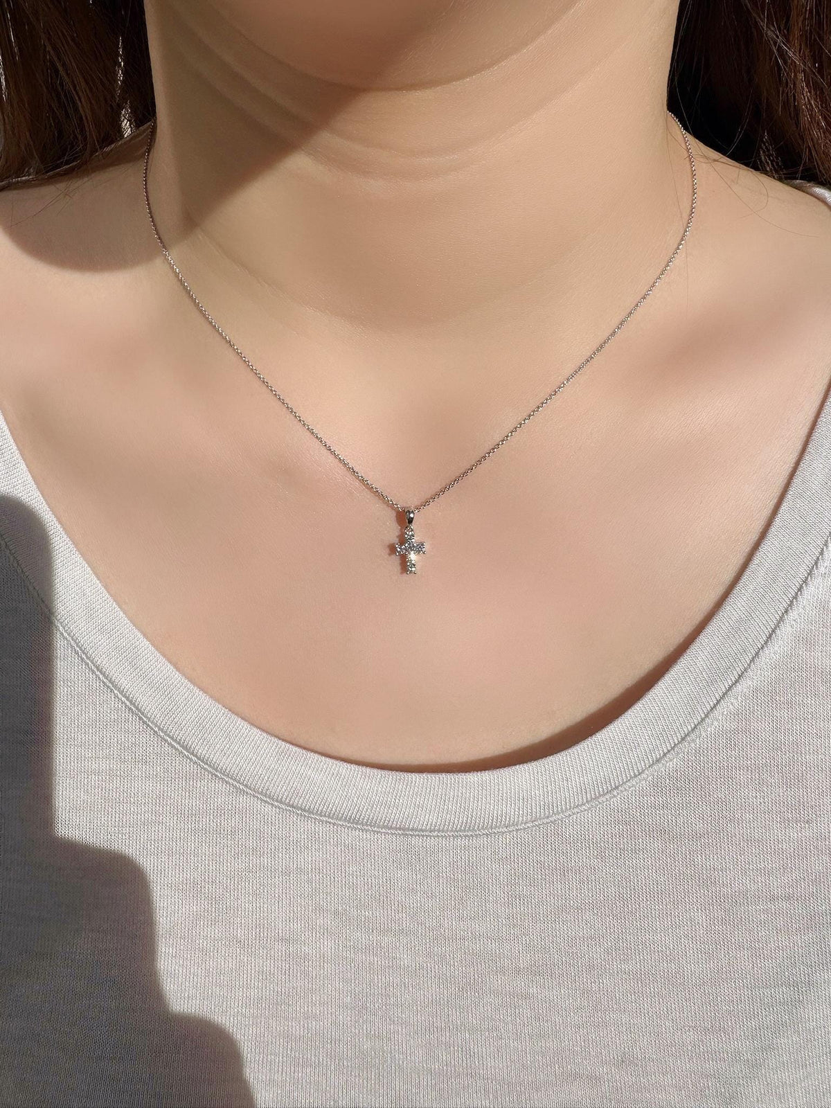 Genuine Diamond Cross Pendant (Mini) | 18k Solid Gold