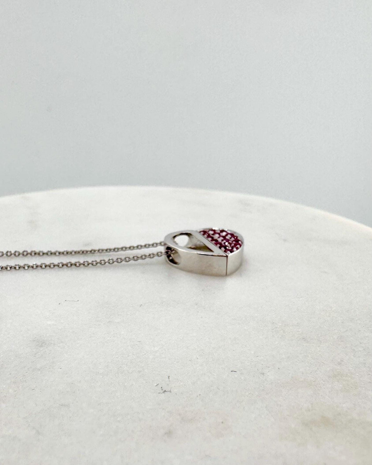 Genuine Ruby and Diamond Heart Pendant in 14k Solid Gold