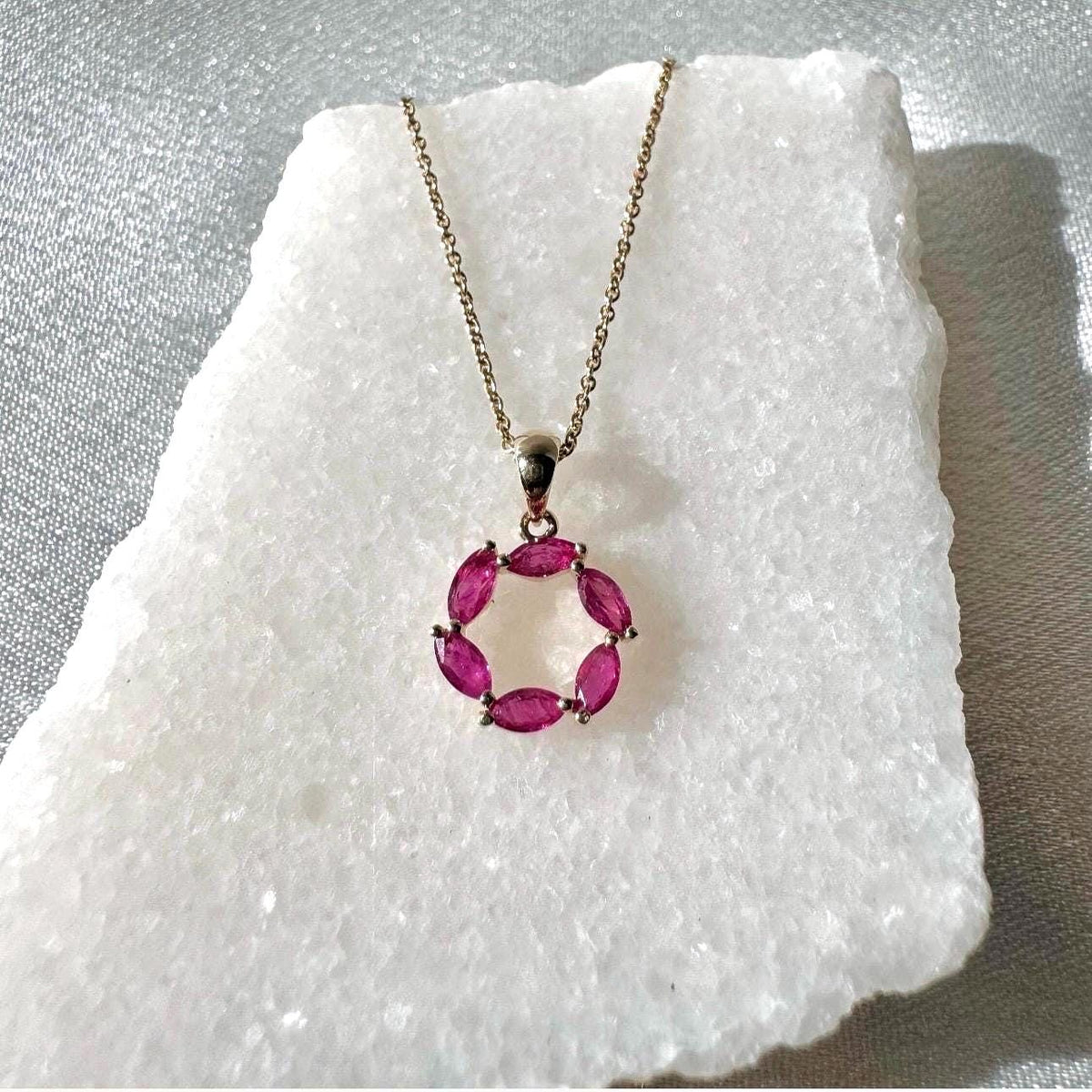 14k Gold Marquise Ruby Pendant: July Birthstone, Solid Gold Necklace