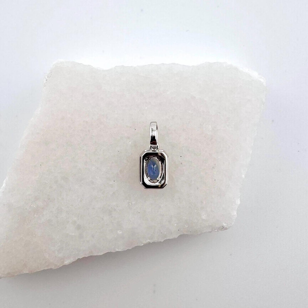 Genuine Sapphire and Diamond Halo Oval Cut Pendant, 18k Solid Gold, September Birthstone, Gift for Her