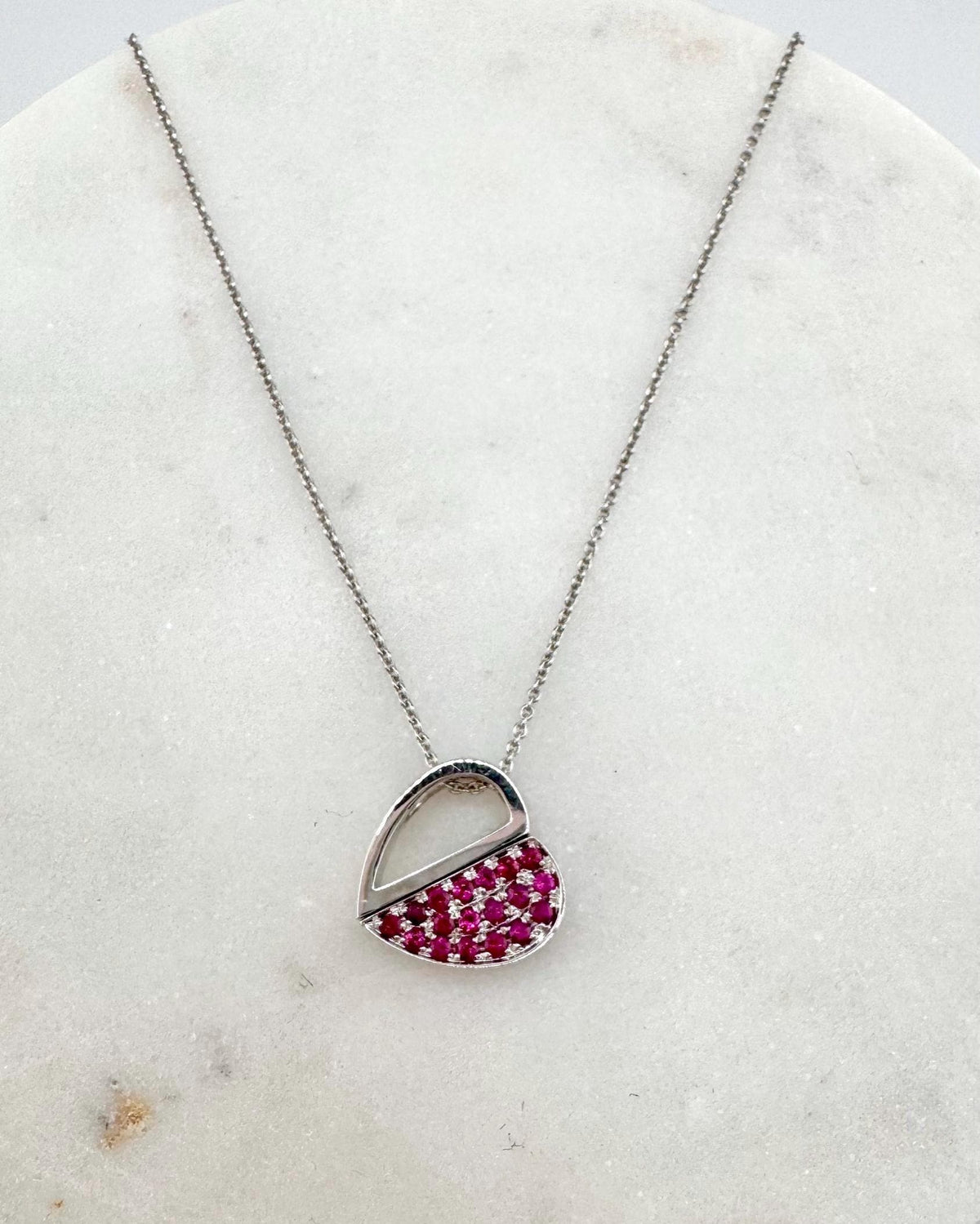 Genuine Ruby and Diamond Heart Pendant in 14k Solid Gold