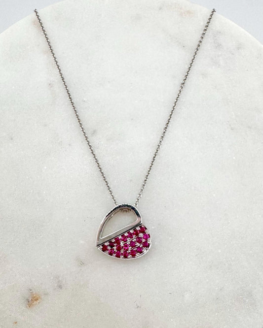 Genuine Ruby and Diamond Heart Pendant in 14k Solid Gold