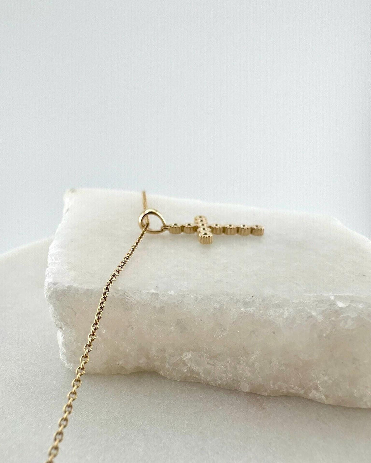 Genuine Emerald Cross Pendant, 14k Solid Yellow Gold, May Birthstone, Gift for Her