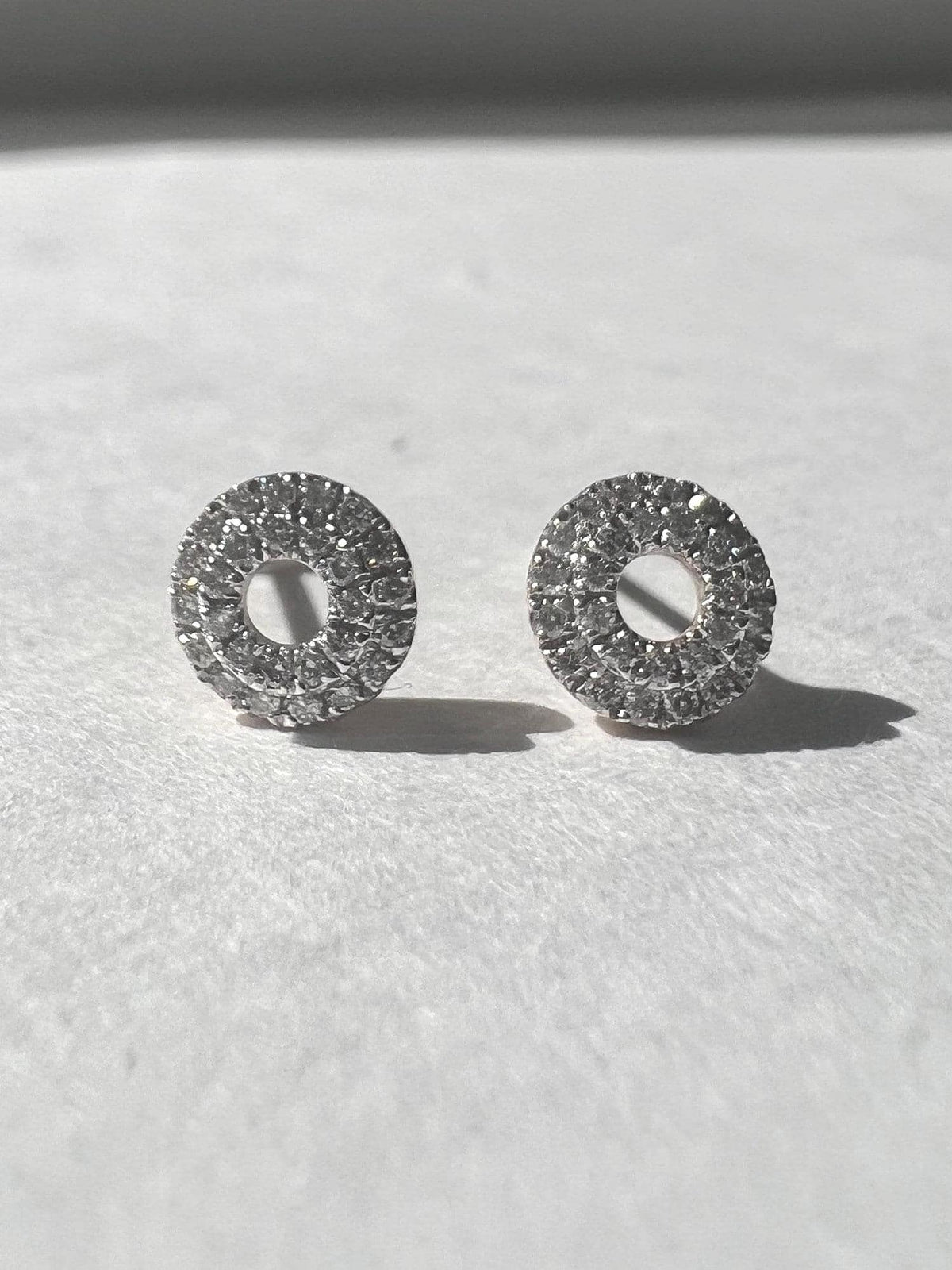 Genuine Diamond Eternity Stud Earrings, 18k Solid Gold, April Birthstone, Gift for Her