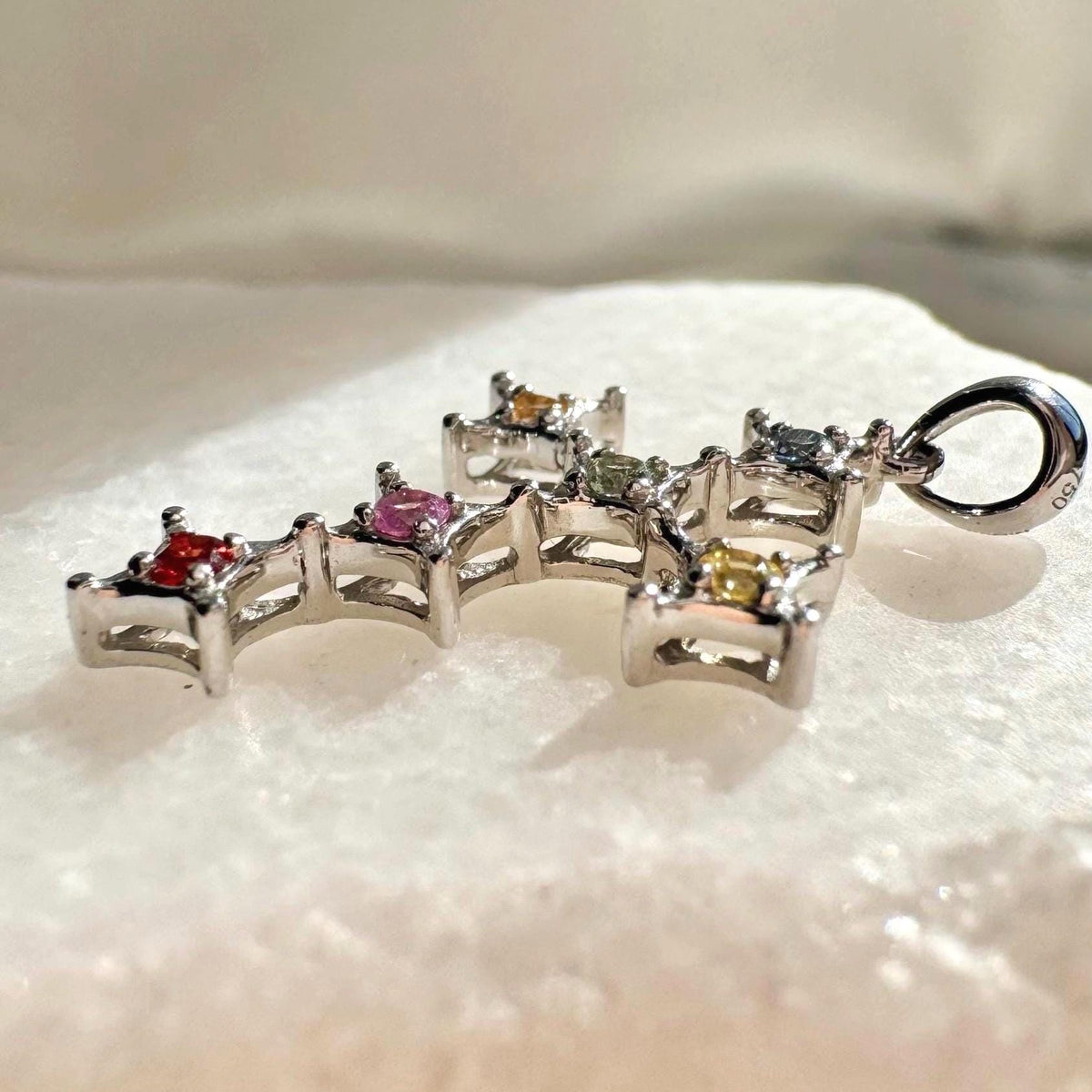 Genuine Rainbow Sapphire Cross Pendant, 18k Solid Gold, September Birthstone, Gift for Her