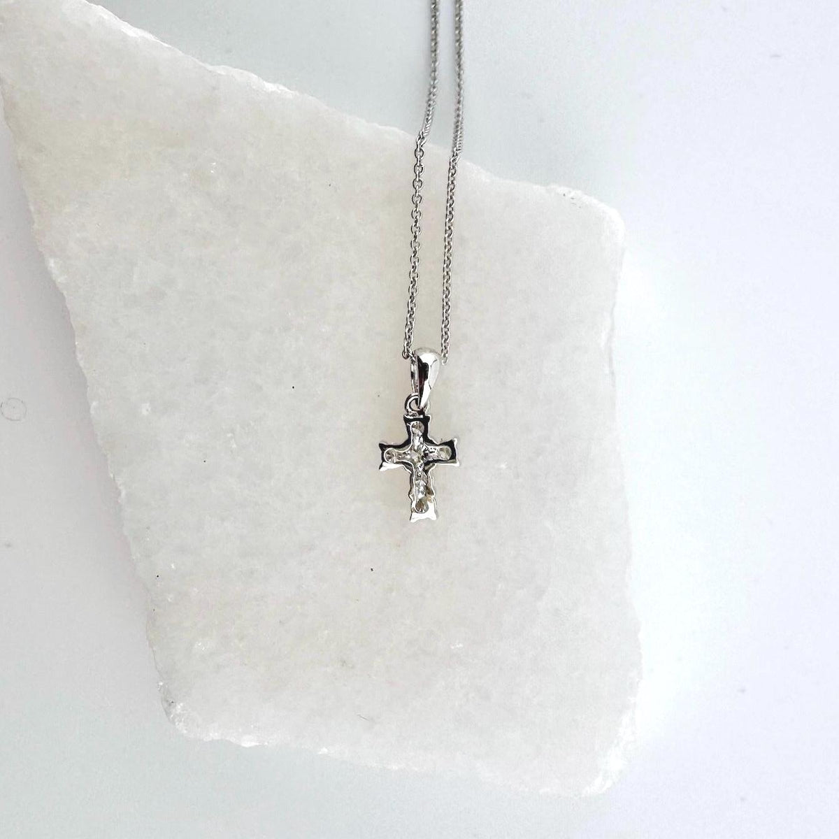 Genuine Diamond Cross Pendant (Mini) | 18k Solid Gold