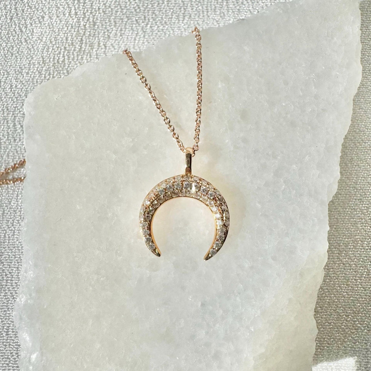 Genuine Diamond Crescent Pendant (Pendant only) | 18k White Gold (Chain Available Upon Request)
