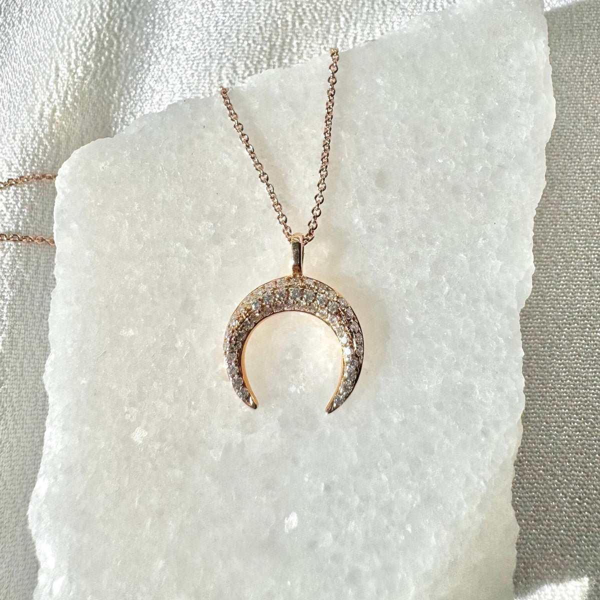 Genuine Diamond Crescent Pendant (Pendant only) | 18k White Gold (Chain Available Upon Request)