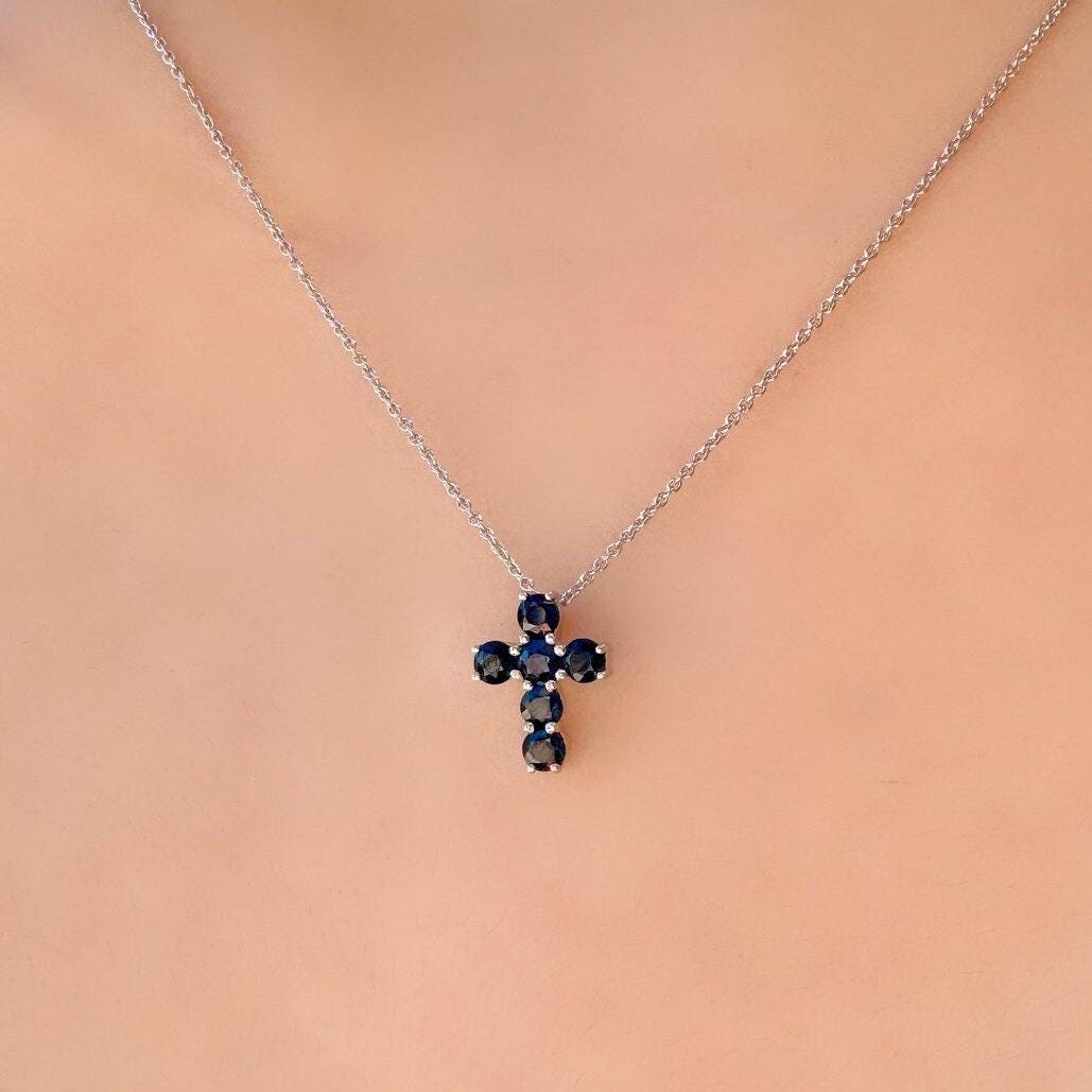 Genuine Sapphire Dainty Round Cut Pendant | 18k Solid Gold