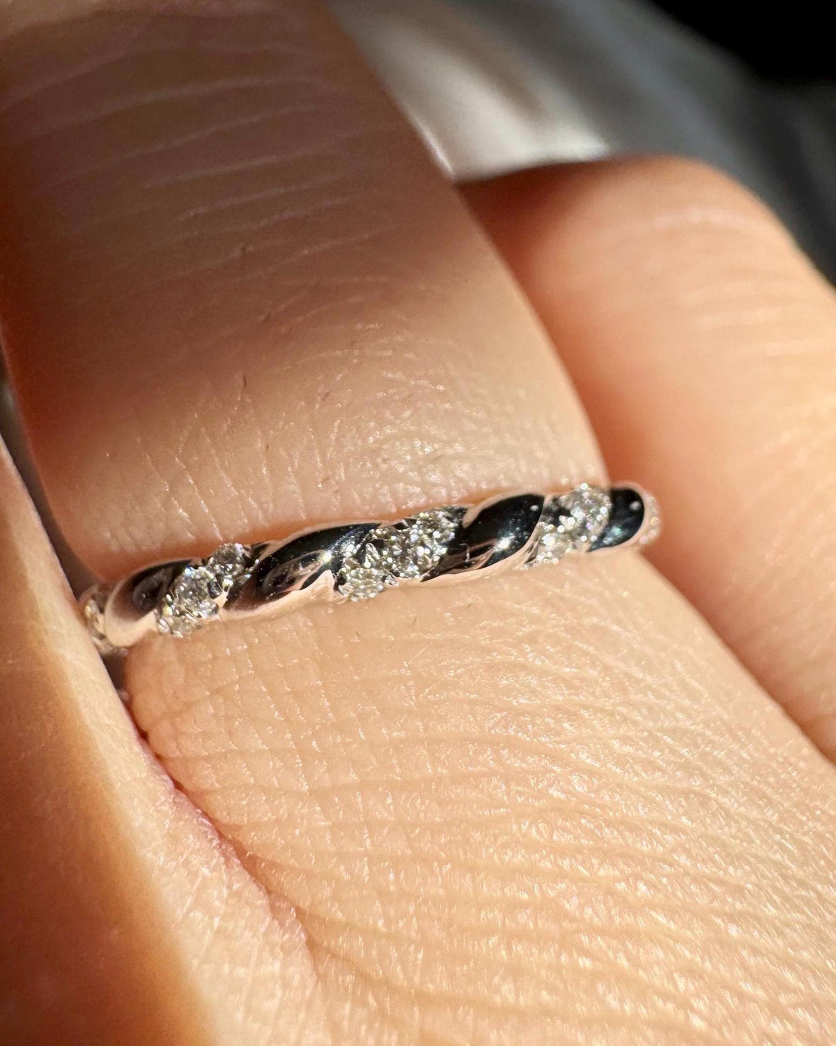 Genuine Diamond Half-Eternity Ring / 18k Solid White Gold