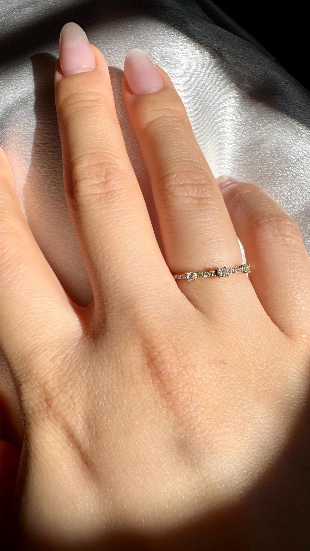 Genuine Diamond Princess Cut Ring in 18k Solid Yellow Gold