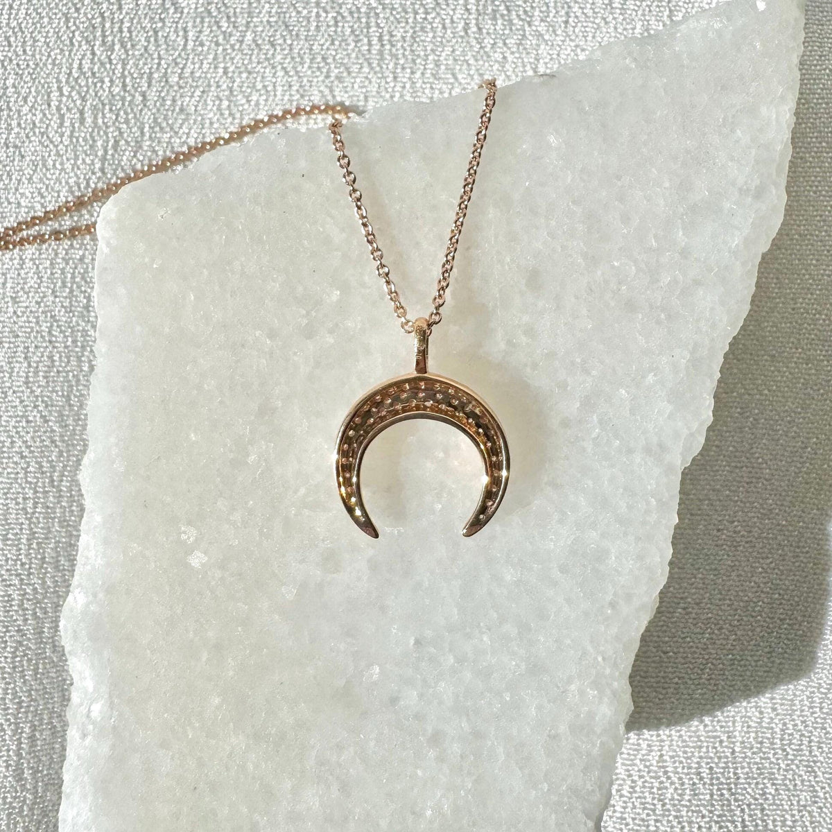 Genuine Diamond Crescent Pendant (Pendant only) | 18k White Gold (Chain Available Upon Request)