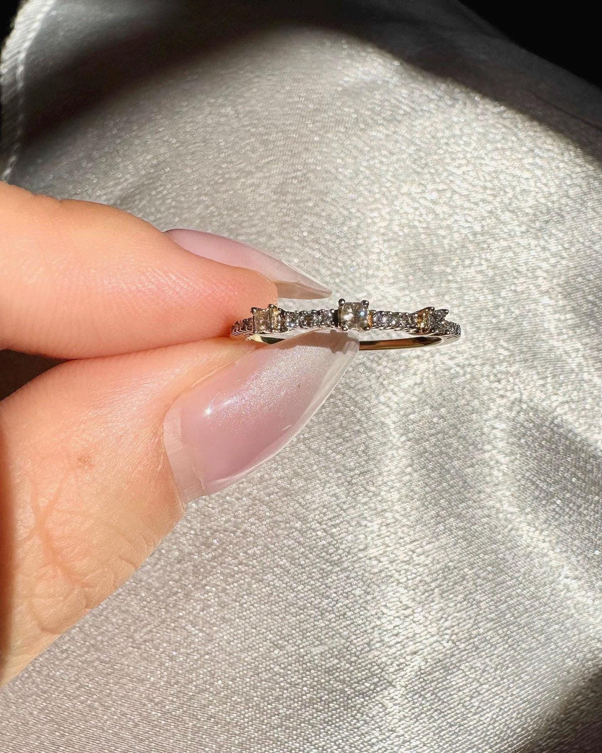 Genuine Diamond Princess Cut Ring in 18k Solid Yellow Gold