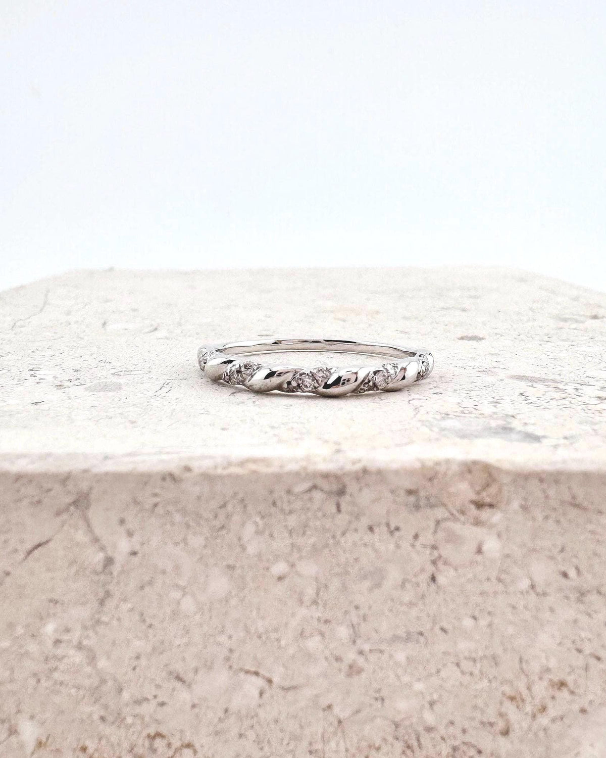 Genuine Diamond Half-Eternity Ring / 18k Solid White Gold