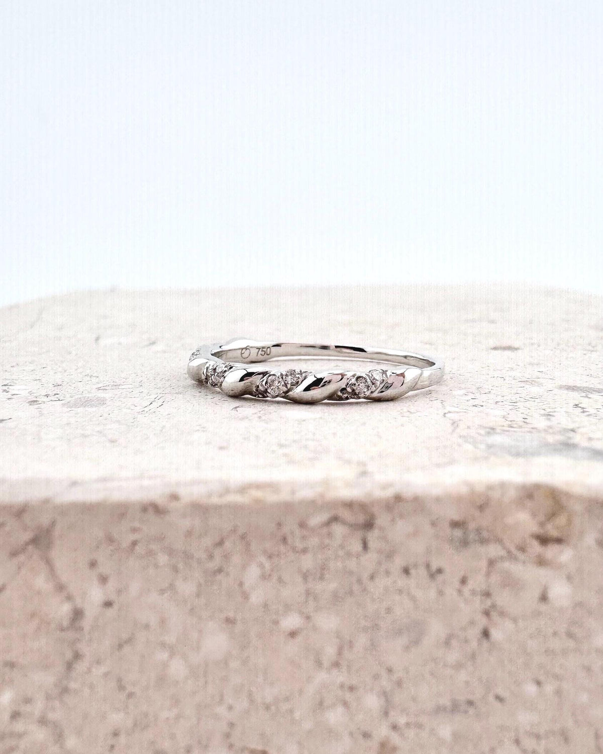 Genuine Diamond Half-Eternity Ring / 18k Solid White Gold