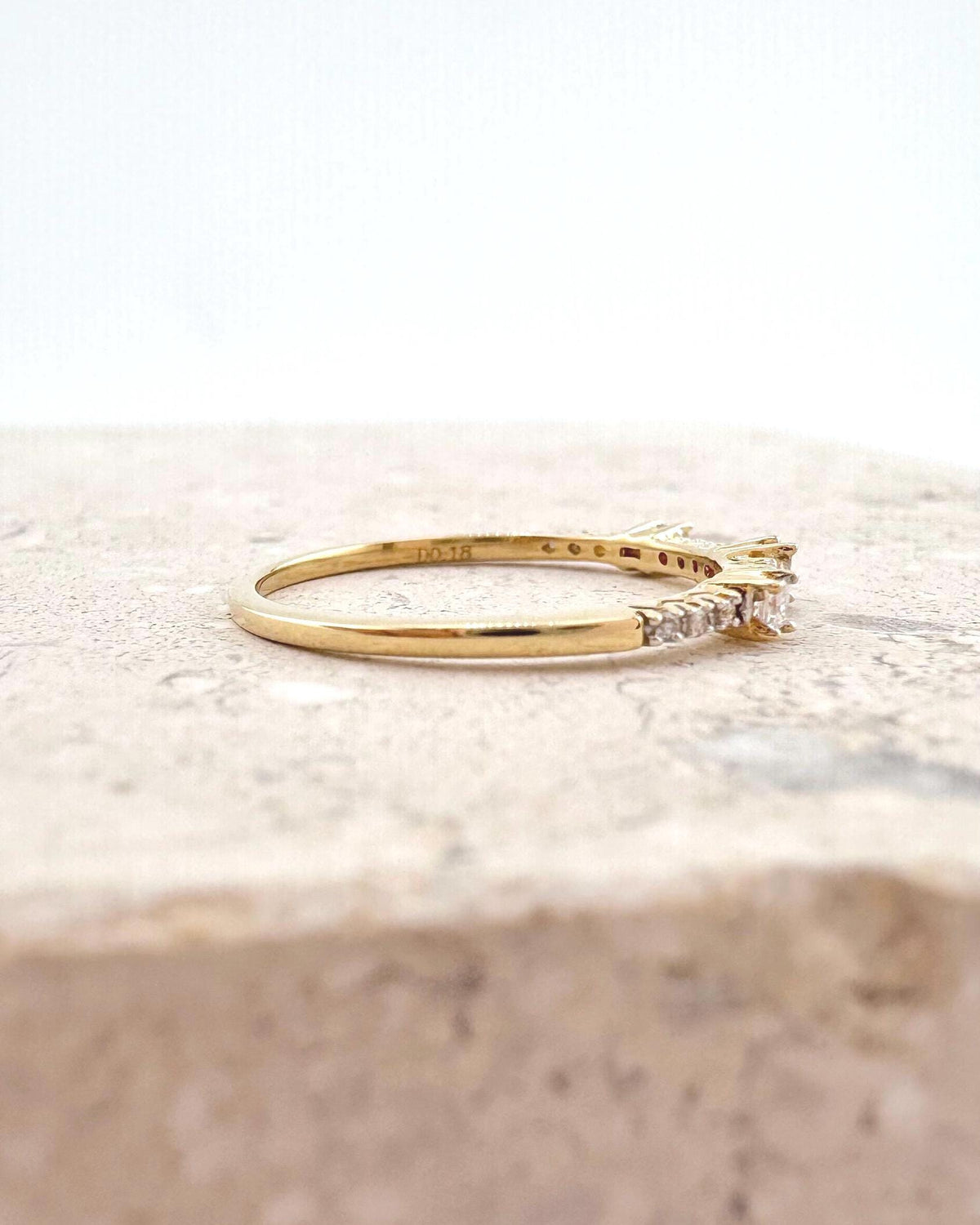 Genuine Diamond Princess Cut Ring in 18k Solid Yellow Gold