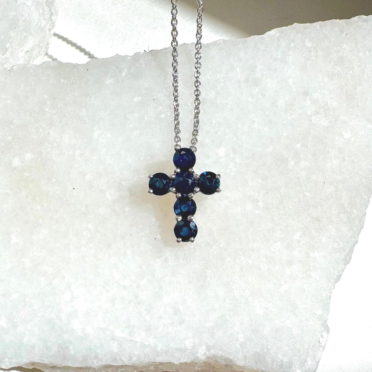 Genuine Sapphire Dainty Round Cut Pendant | 18k Solid Gold