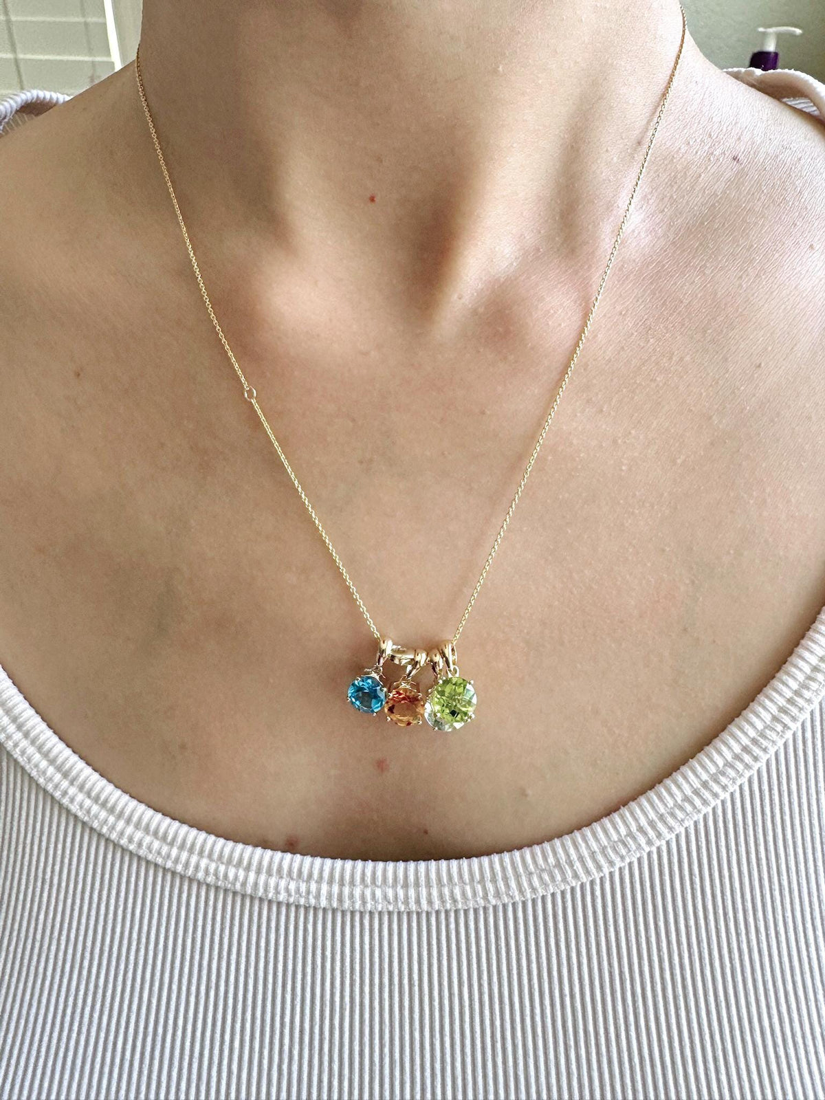 Genuine Peridot Solitaire Round 7mm Pendant in 14k Solid Gold