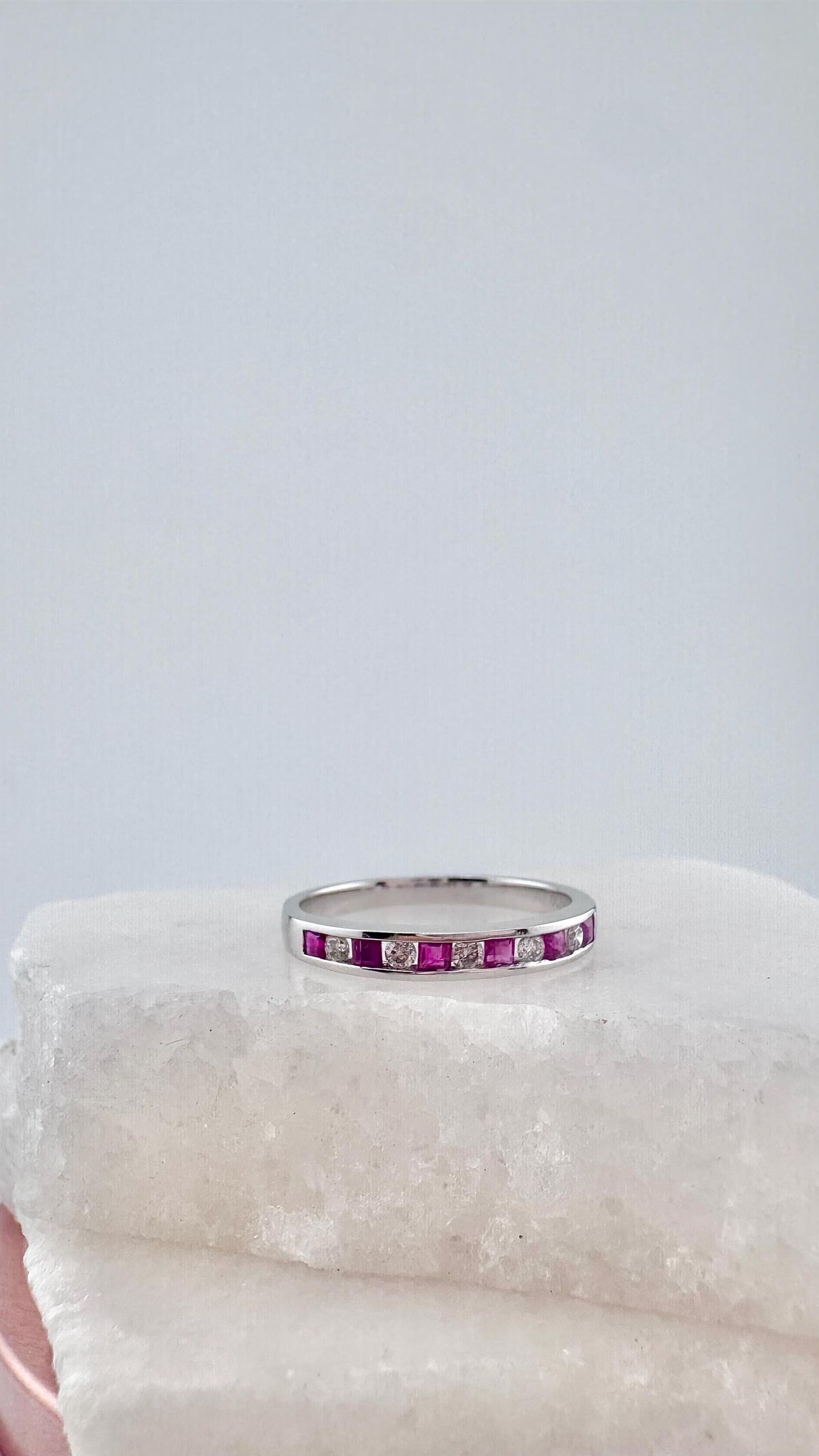 Genuine Sapphire Ruby Emerald and Diamond Stacker Ring｜18k Solid Gold