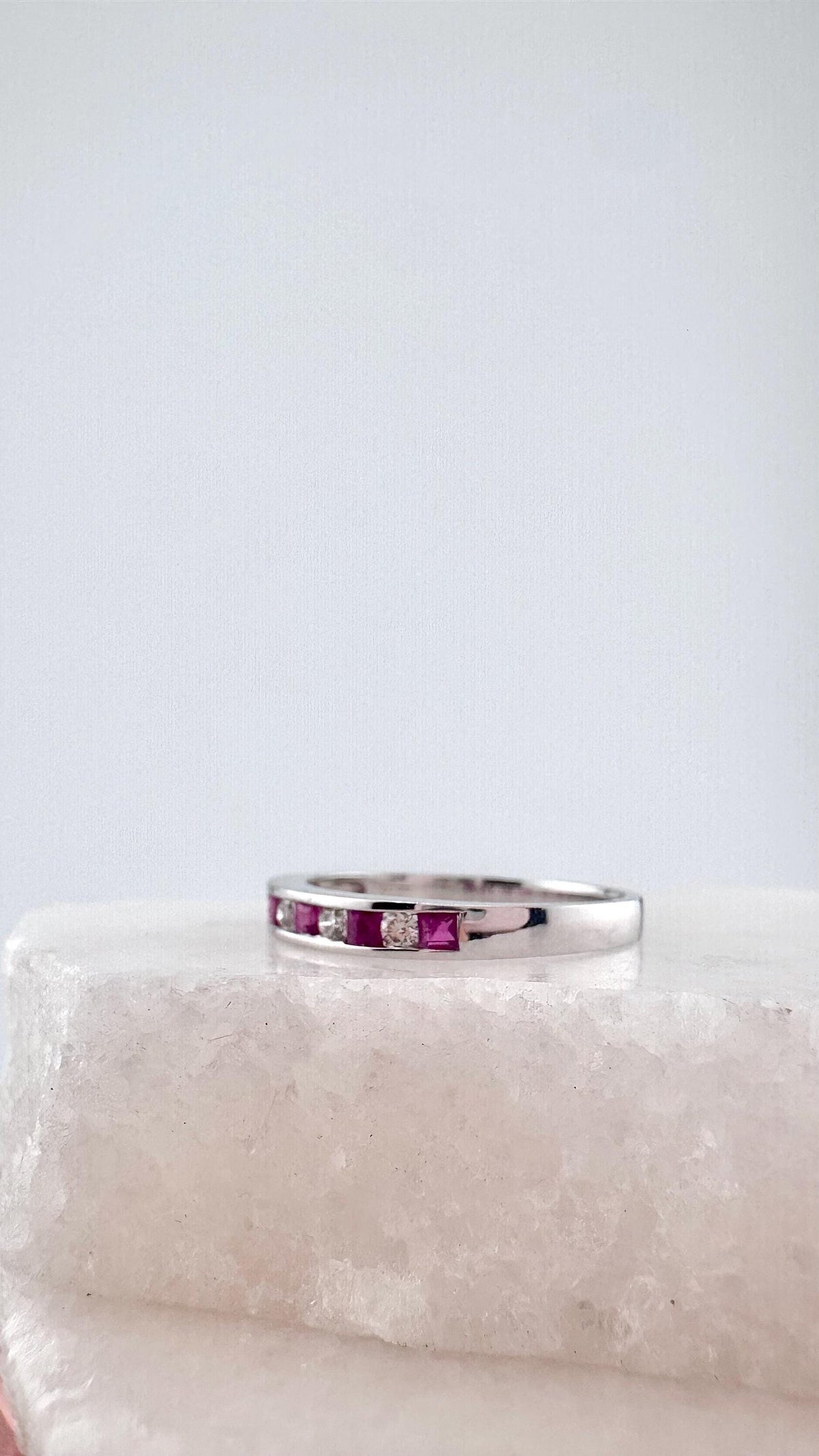 Genuine Sapphire Ruby Emerald and Diamond Stacker Ring｜18k Solid Gold