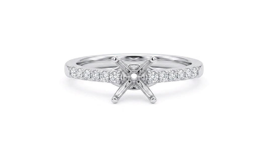 18k Solid White Gold Ring Setting for 0.75 ct Center Stone