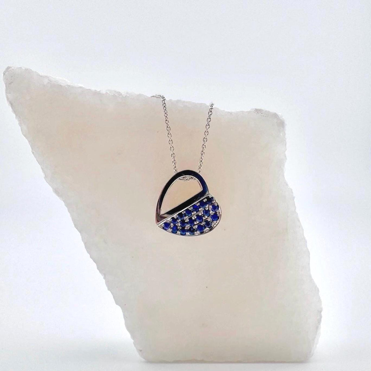 Genuine Sapphire and Diamond Heart Pendant | 18k Solid Gold