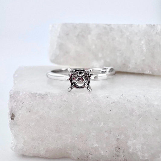 18k Solid White Gold Ring Setting for 0.5 ct. Center Stone