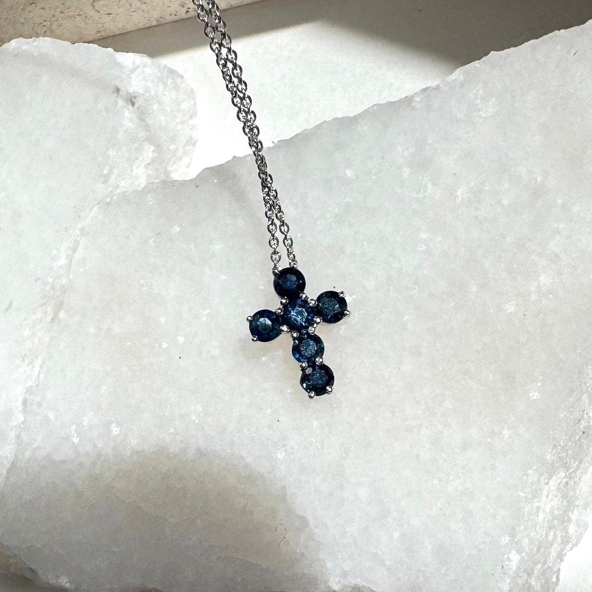 Genuine Sapphire Dainty Round Cut Pendant | 18k Solid Gold