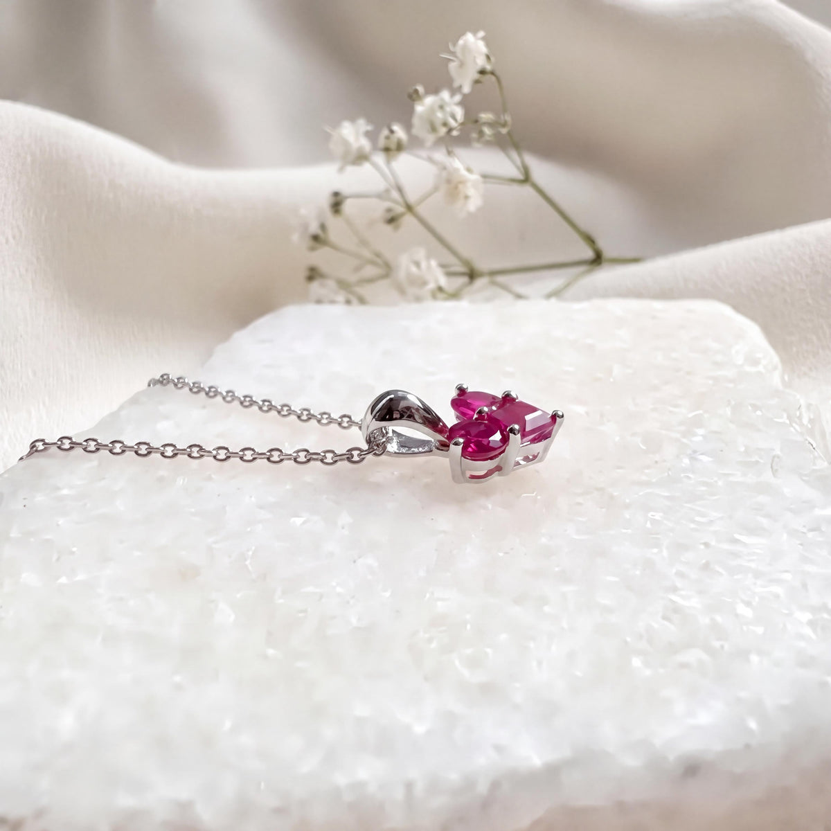 Genuine Ruby Heart Pendant / 14k Solid Gold