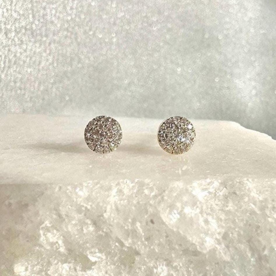 Genuine 5 MM Diamond Bezel Earrings in 14k Solid Gold